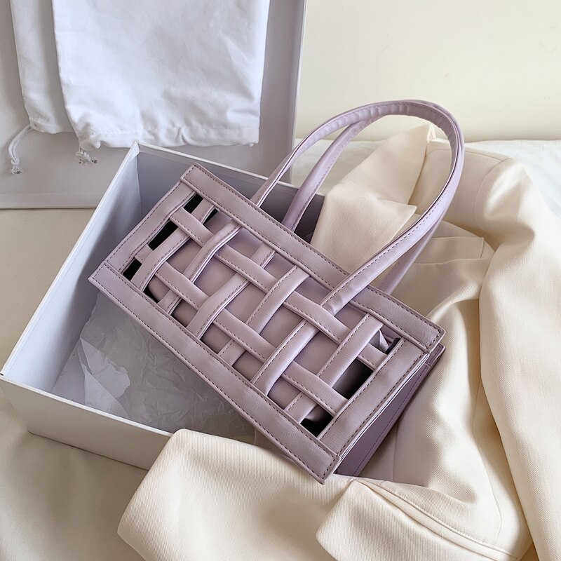 Dames vierkante tas hoge pu leren dames handtas holle schoudertassen okseltas