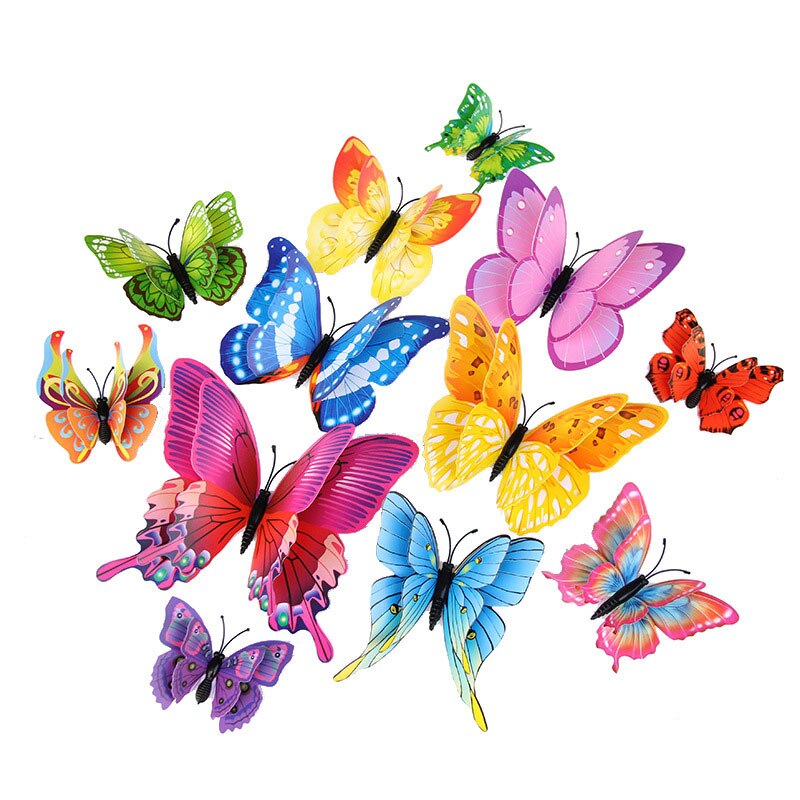 Home Decoratie 3D Stickers Dubbele Laag Vleugels Pvc Vlinder En Plastic Libel Voor Muur En Koelkast Kamer Dector