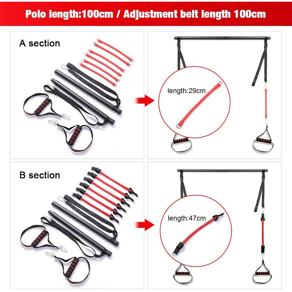 Widerstand Bands Tragbare Home Gym Pilates Bar System Volle Körper Workout Fitness Ausrüstung Ausbildung Kit Expander Widerstand Bands