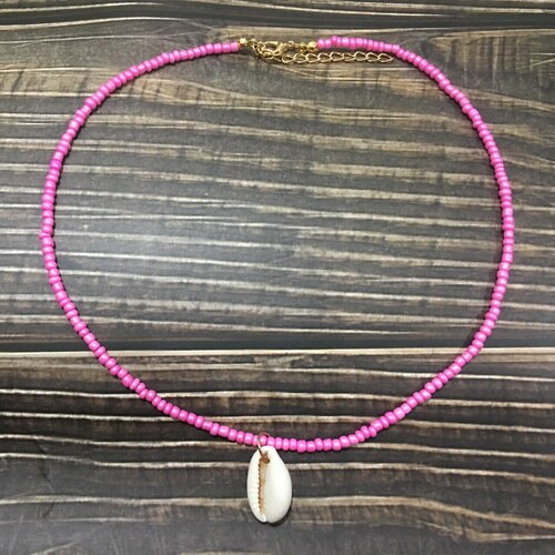 Proste koraliki shell Strand naszyjnik kobiety String z koralikami krótkie shell Choker naszyjnik biżuteria 16 cali Chokers naszyjnik prezent: 10
