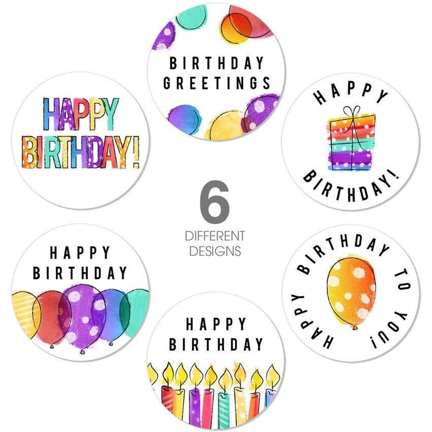100-500Pcs 8 Designs Happy Birthday Round Stickers Party Packaging Seal Labels 1.5inch Scrapbooking Cards Decoration