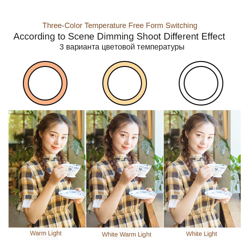 10 Inch Photography Ring Light Mobile Phone Desktop Live Flood Lamp Selfie Photographic Makeup Anchor Beautification Filming