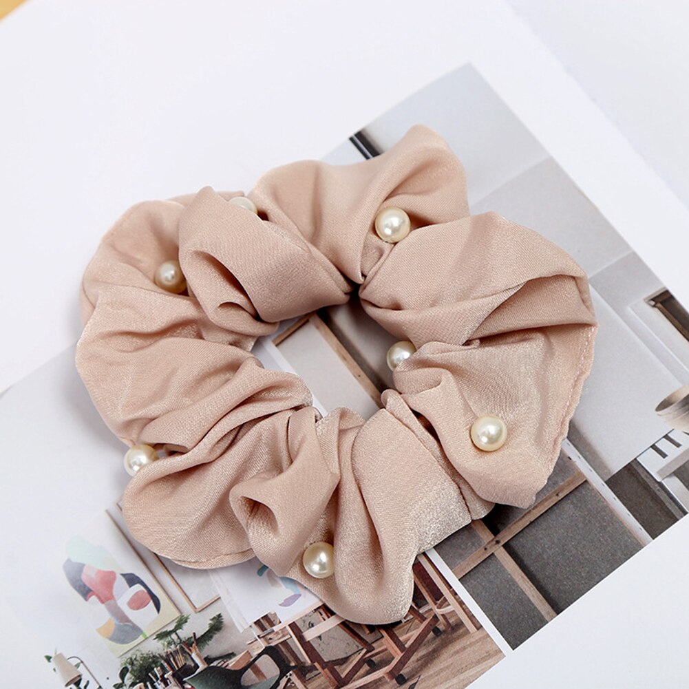 Coletero con perlas para mujer, lazos para el pelo suave y elástico, cintas elásticas para el cabello Vintage, accesorios para niña