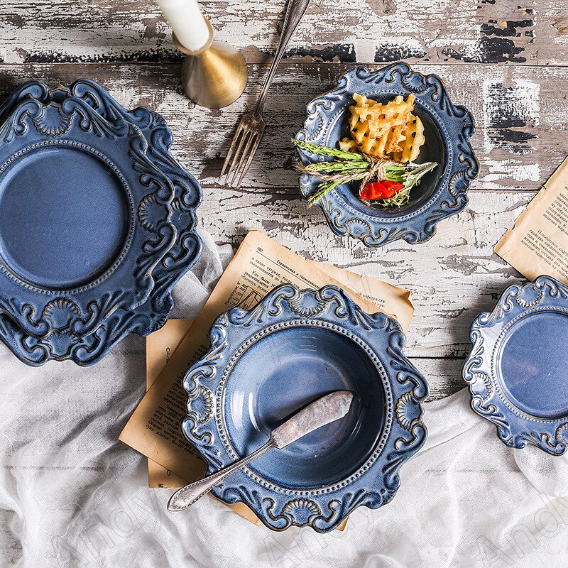 Ensemble d&#39;assiettes et plats en céramique, style Baroque européen, plats modernes pour la maison, Restaurant occidental, plat à Steak de table