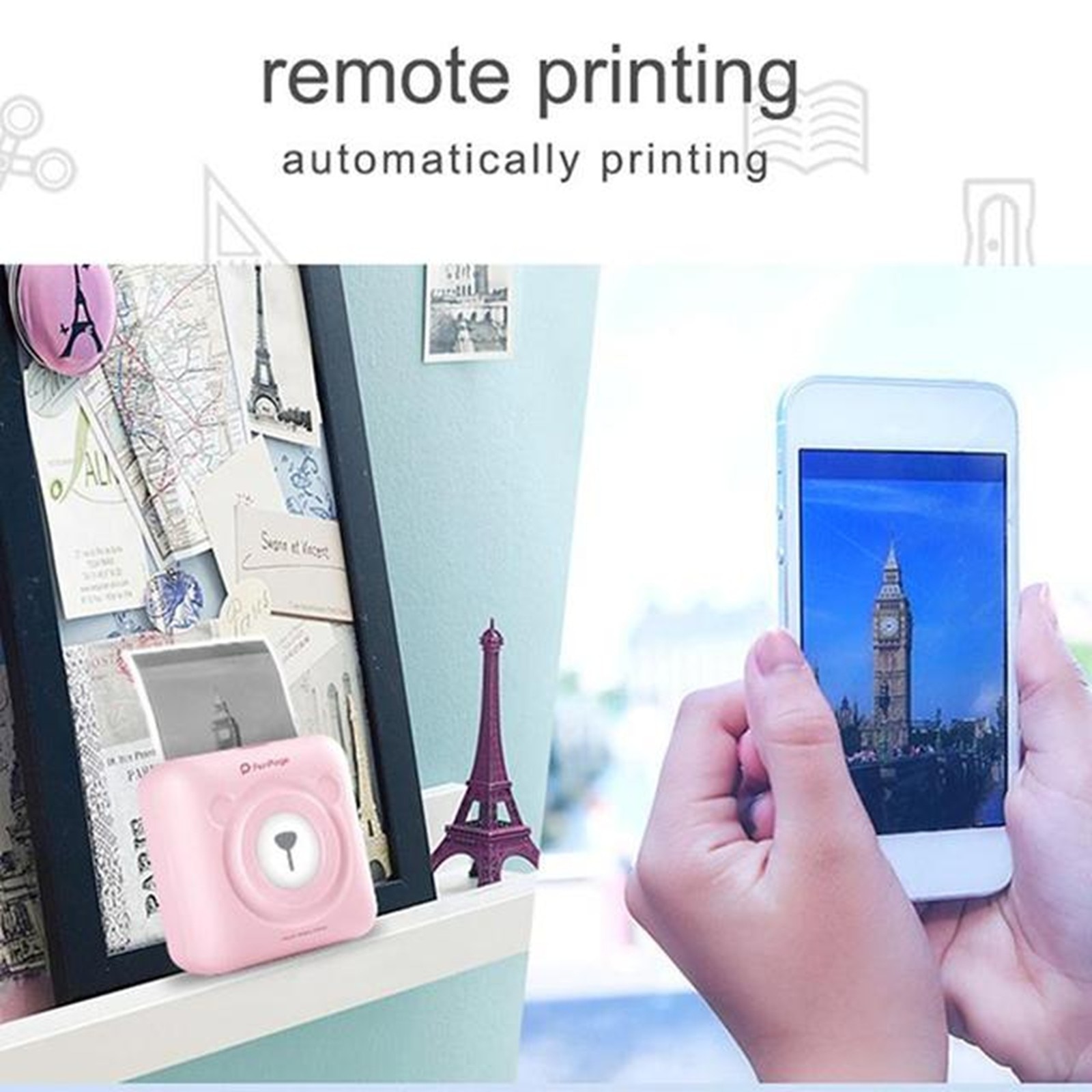 Portable Bluetooth 4.0 Thermal Photo Printer Wireless Inkless Mini Pocket Printer for iOS Android PC w/ Soft Case Fotos