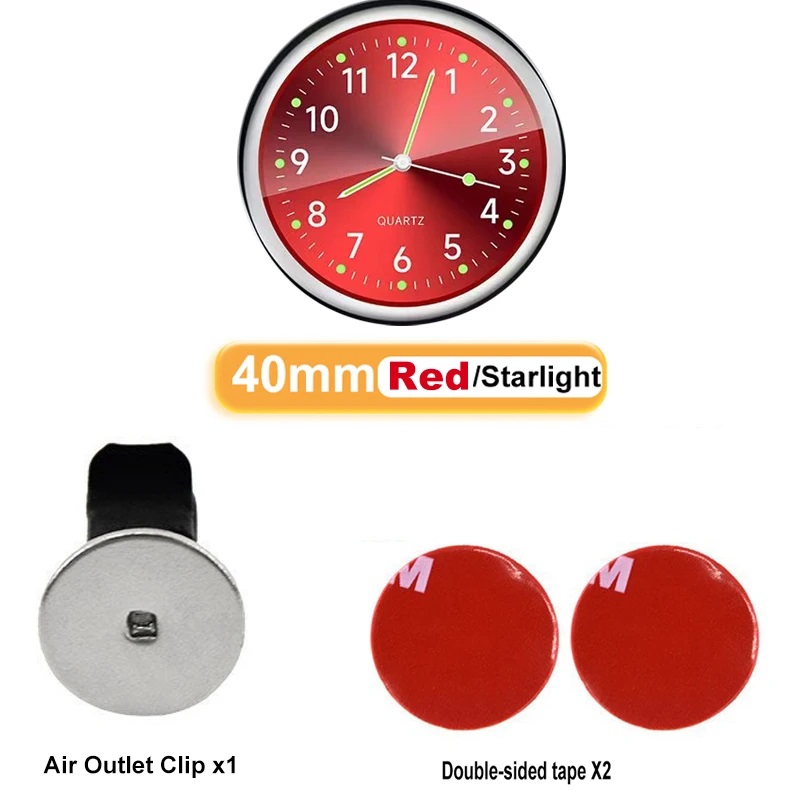 Mini Luminous Car Clock Automobiles Internal Stick-On Watch Mechanics Quartz Clocks Auto Ornament 40/43mm Mini Digital Clock: green