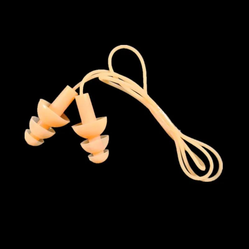 1 Stück geräuschreduzierende Silikon-Ohrstöpsel gegen Verlust mit Seil zum Schwimmen, Tauchen, Schnarchen, wasserdichte Ohrstöpsel: orange