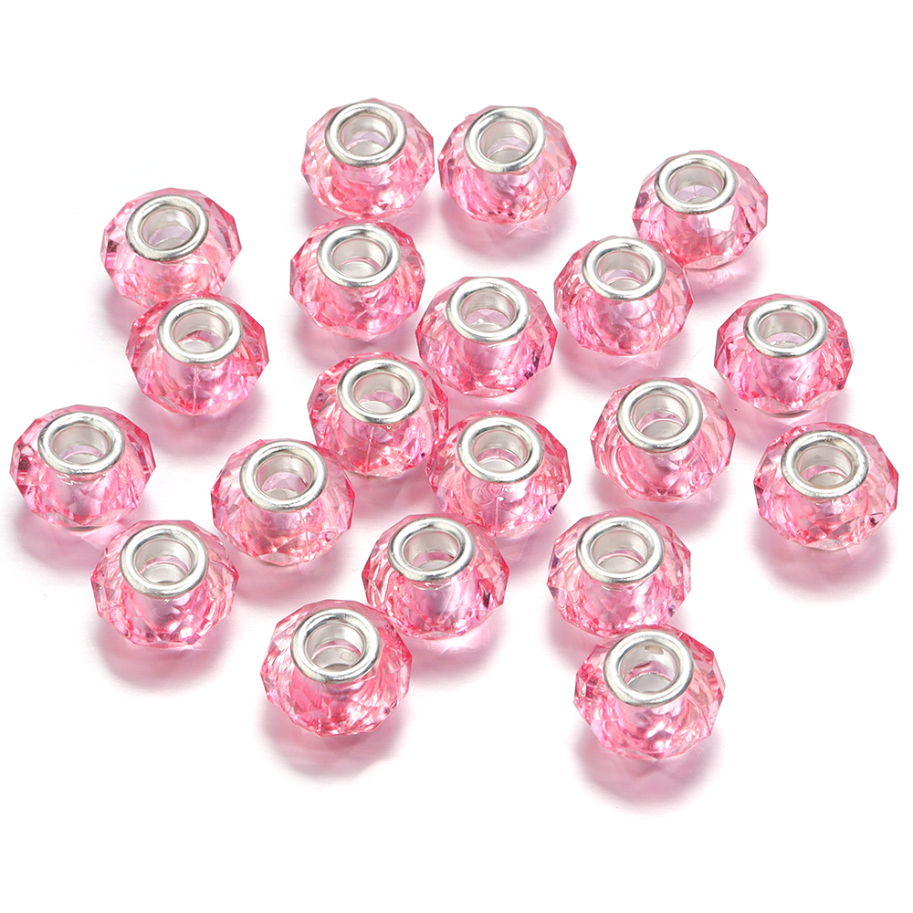 20 stuks/lot 14mm transparante, gefacetteerde harskralen met een groot gat voor het maken van sieraden, tussenkralen voor het maken van armbanden en kettingen: Zwart