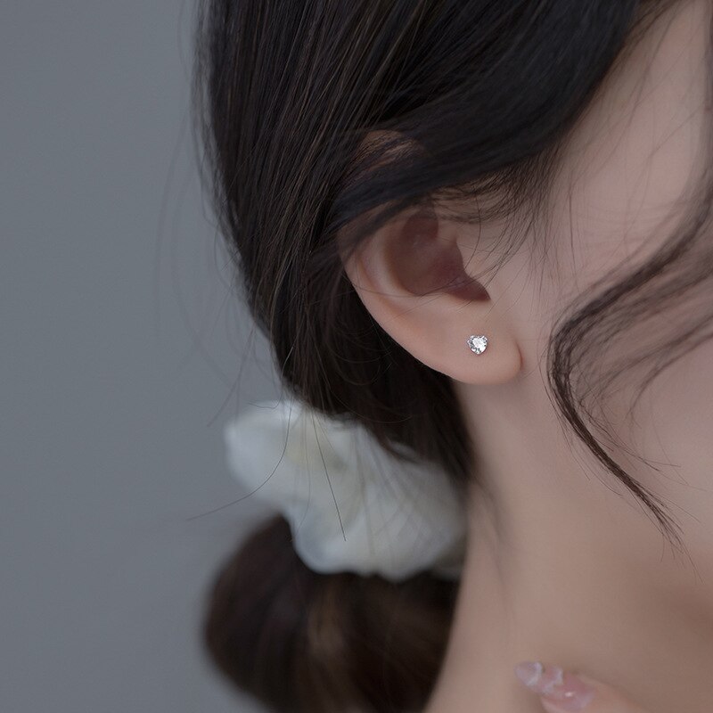 La Monada de plata 925 pendientes corazón minimalista de Plata de Ley 925 pendientes de varilla para mujer 925 Plata joyería de mujer pendientes