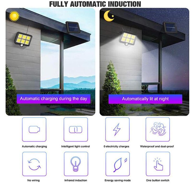 120LED COB Solar Light Motion Sensor Outdoor Waterproof Garden Solar Lights For Path Led Street Split Outdoor Solar Wall Lamp