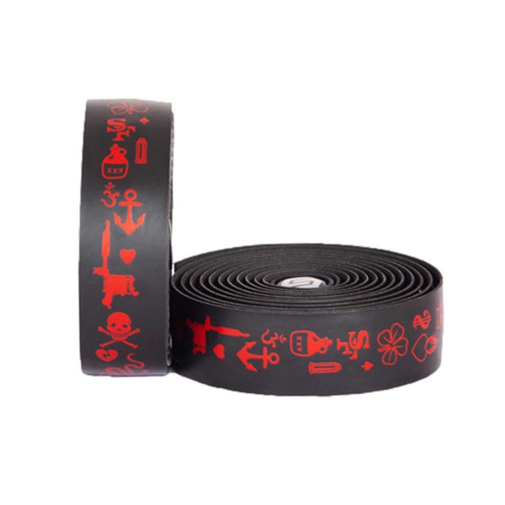 Fiets Stuur Tape Road Fiets Chameleo Kleur Trillingsdemping Anti-Vibratie Handvat Bar Tape Fietsen Wrap End Plug: Red