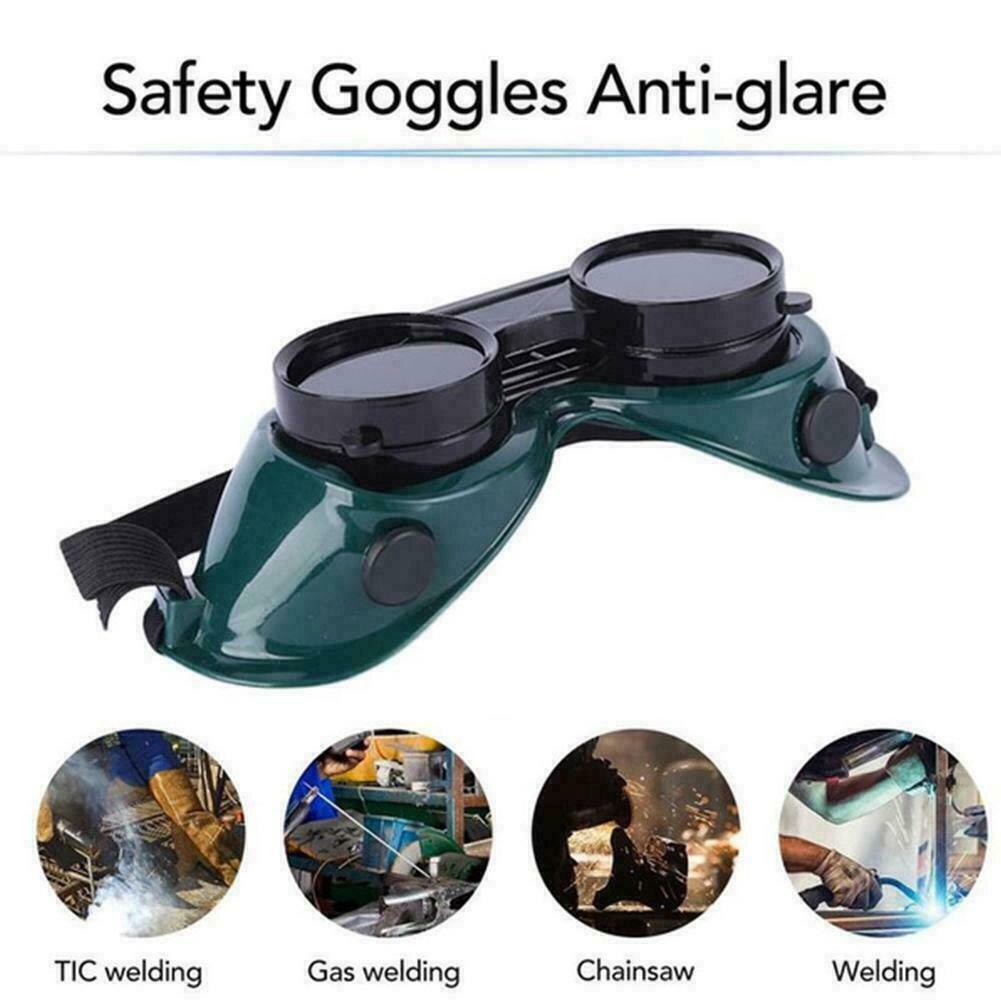 Welding Safety Glasses Anti Glare TIC Gas Welding Cutting Soldering Goggles Flip Dark Green Lenses Torching Dual Lenses