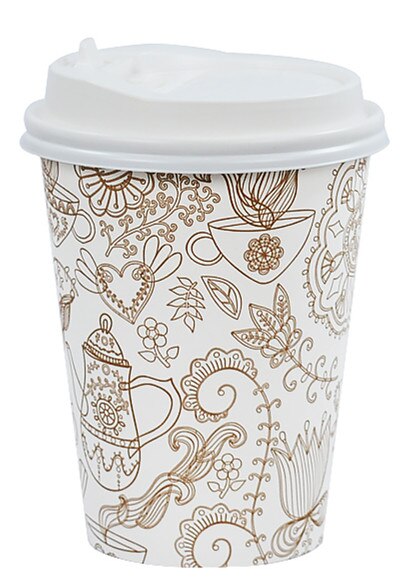 50 Stuks Creatieve Bloem Wegwerp Koffie Cup 8 Oz/14 Oz/16 Oz Afternoon Tea Papier cup Takeaway Verpakking Met Deksel: cup and lid / 16oz 500ml 50pcs