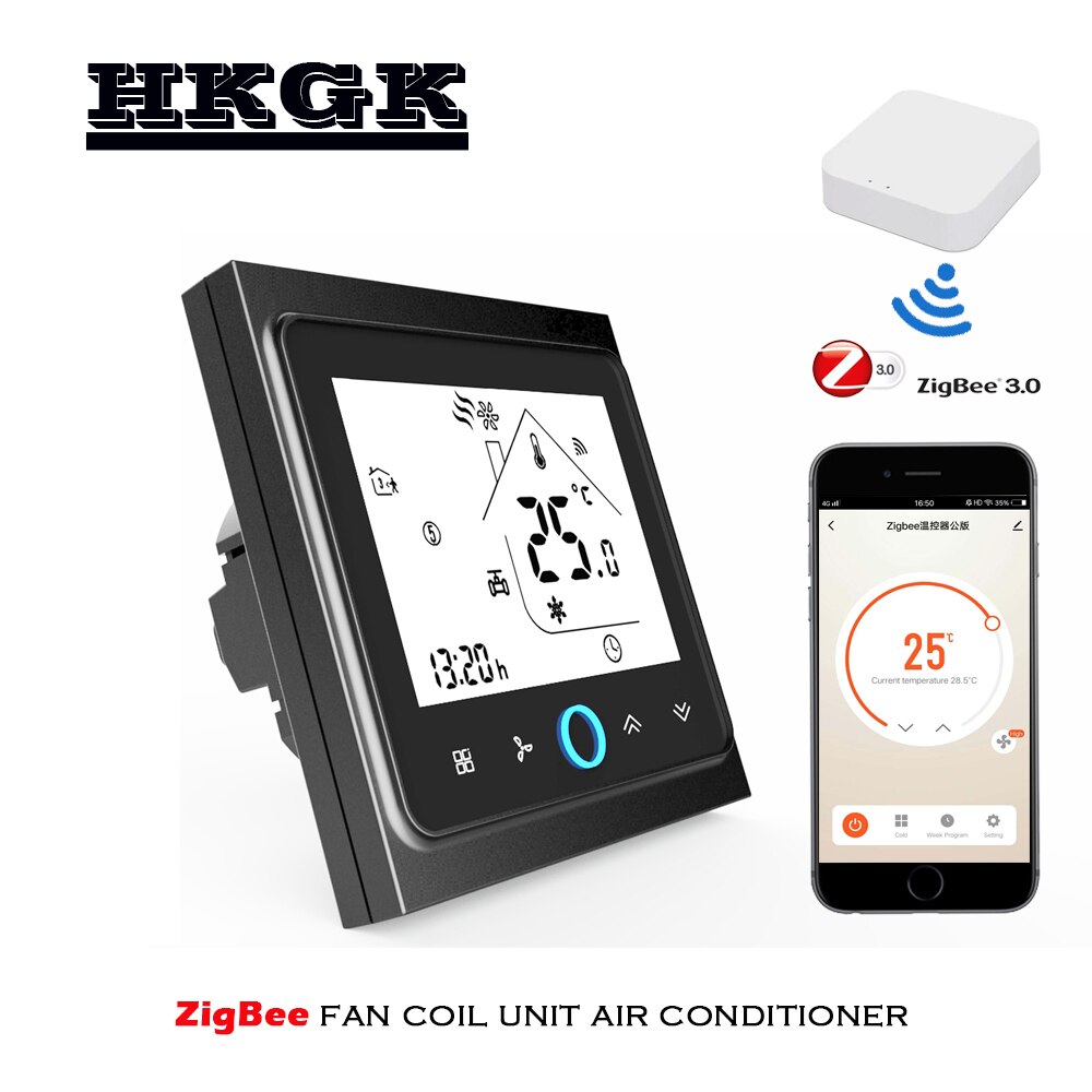 ZigBee Smart Thermostat Programmable 2P 4P fan coil Temperature Controller Compatible with Tuya APP Remote Alexa Google Control