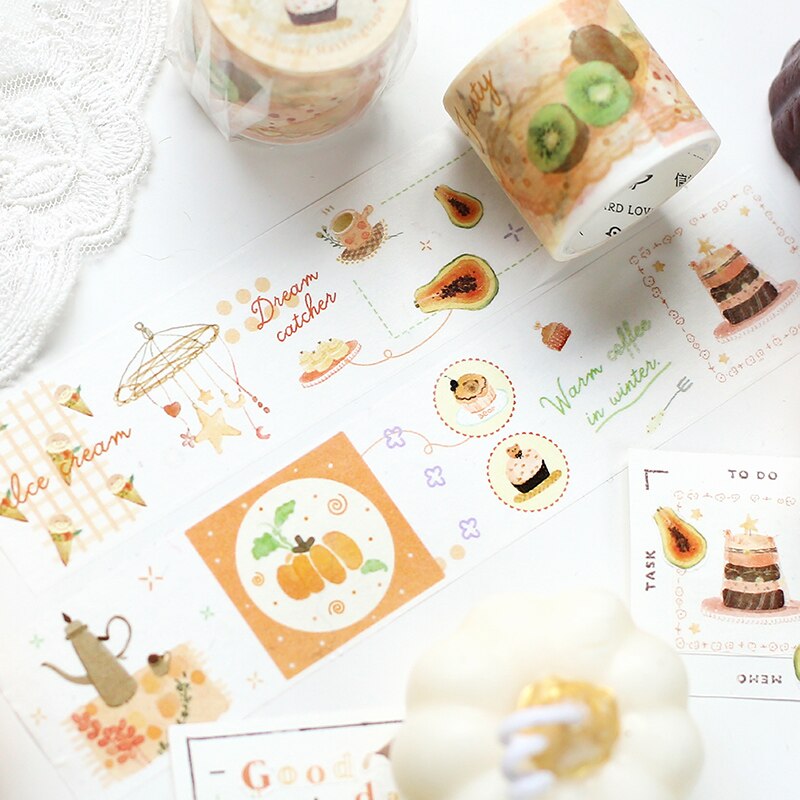 1Pcs Middag Tijd Serie Decoratie Washi Tapes Leuke Desserts Masking Tape Creatieve Scrapbooking Koreaanse Briefpapier Stickers