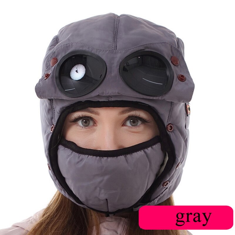 Men Women Winter Warm Cap Windproof Hat Cycling Windproof Earmuffs Face Protection Headgear with Removable Glasses and Mask: 63