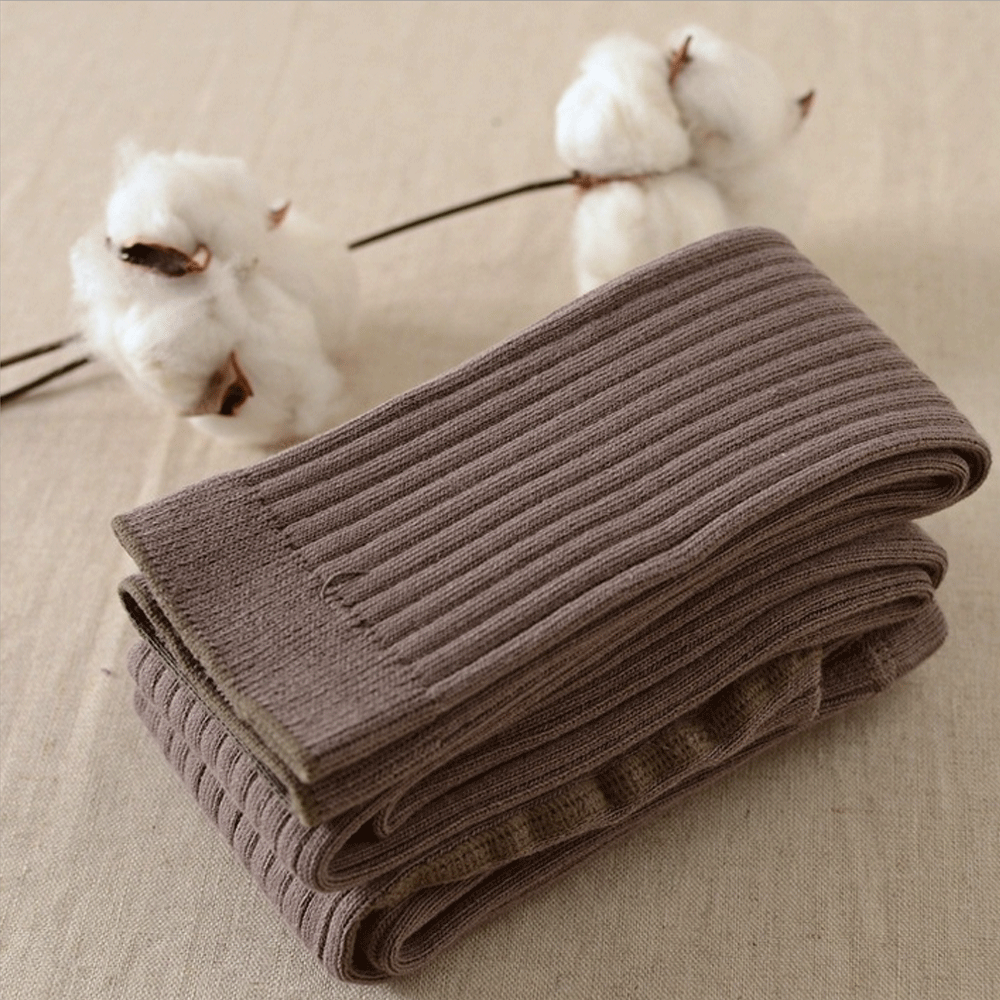 0-5Y freundlicher Baby betroffen Baumwolle Strumpfhosen Süssigkeit Farben Rippen Häkeln Strumpfhosen Herbst Winter Warme Weiche Strümpfe Lange Socken: dunkel Grau / 1-3Y