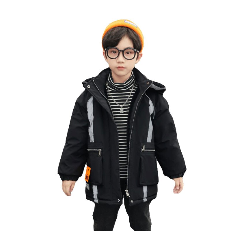 Chaqueta de algodón con capucha para niños, ropa de abrigo gruesa y cálida con estampado de letras, para invierno, de 4 a 12 años