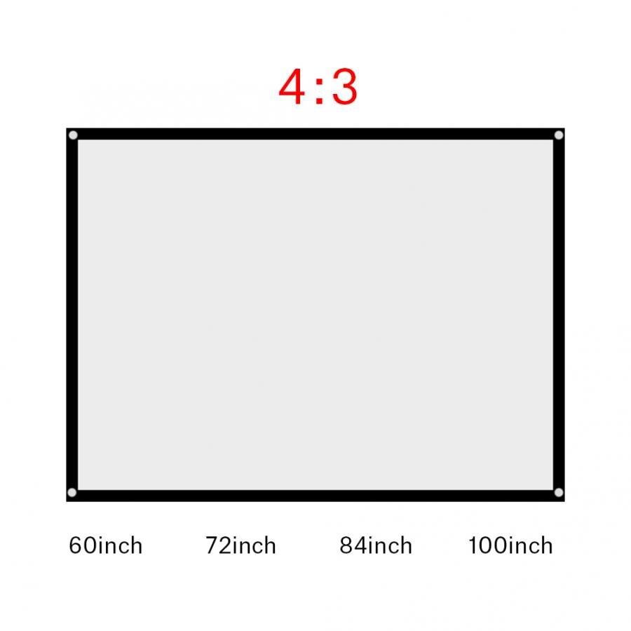ecran projection 60-100 Inch Portable Foldable Non-crease White Projector Curtain Projection Screen 4:3 projeksiyon perdesi