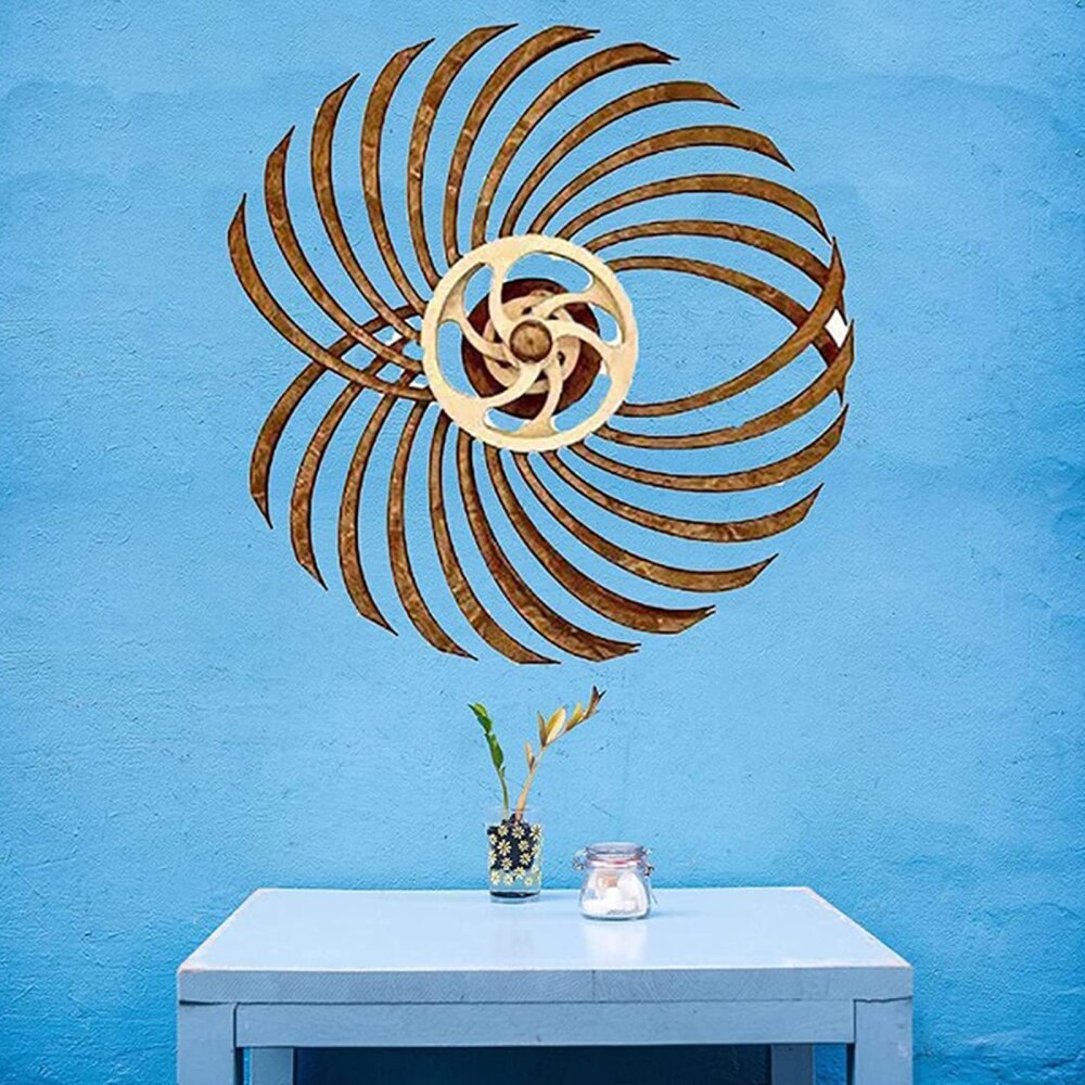 3D Energy Wall Rotating Windmill Wooden Sculpture Kinetic Geometric Patterns Exquisite Structural For Home Decoration Ornaments