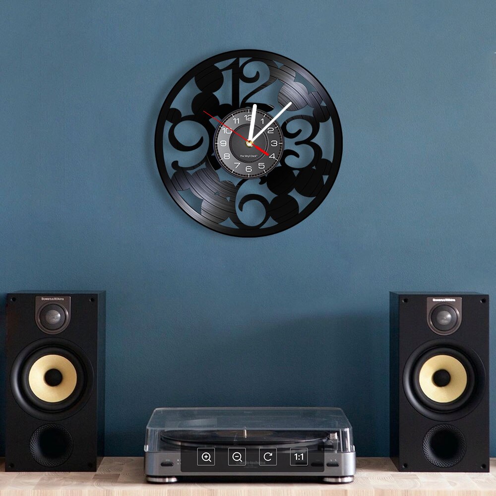 Large Numbers Wall Clock Contemporary Kitchen Wall Clock Made Out Of Real Vinyl Record Big Numbers Simple Abstract Clock