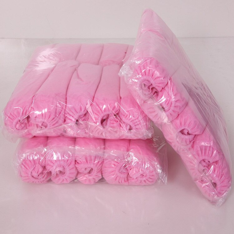 100 stuks/zak non-woven stoffen schoenovertrek, wegwerpschoenovertrek, slijtvast, ademend, stofdicht, antislip, verdikte schoenovertrek: Roze