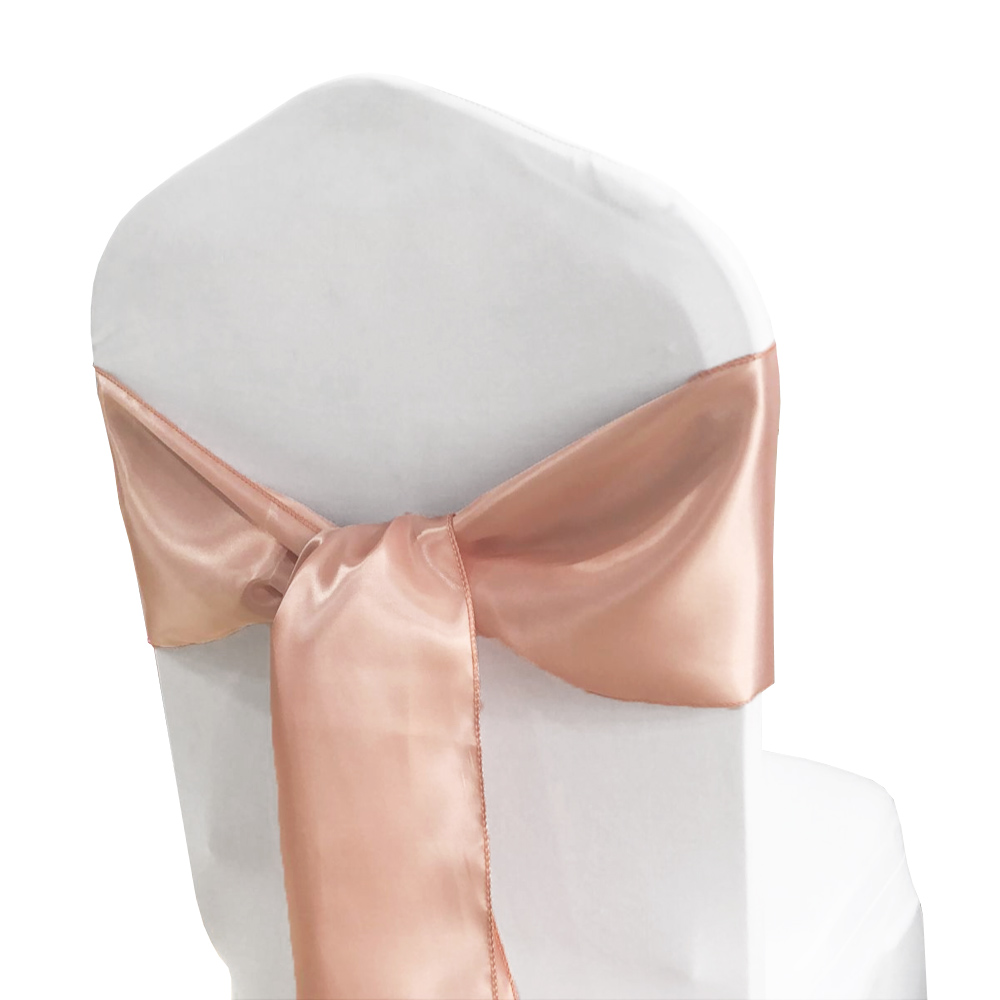 GRATIS 25 stk/partij Stoel Sjerpen Bow Tie 7 &quot;X 108&quot; Bruiloft Stoel Satijnen Sjerpen Gold Cover Bruiloft decor Party Banquet Venue: Blush Pink