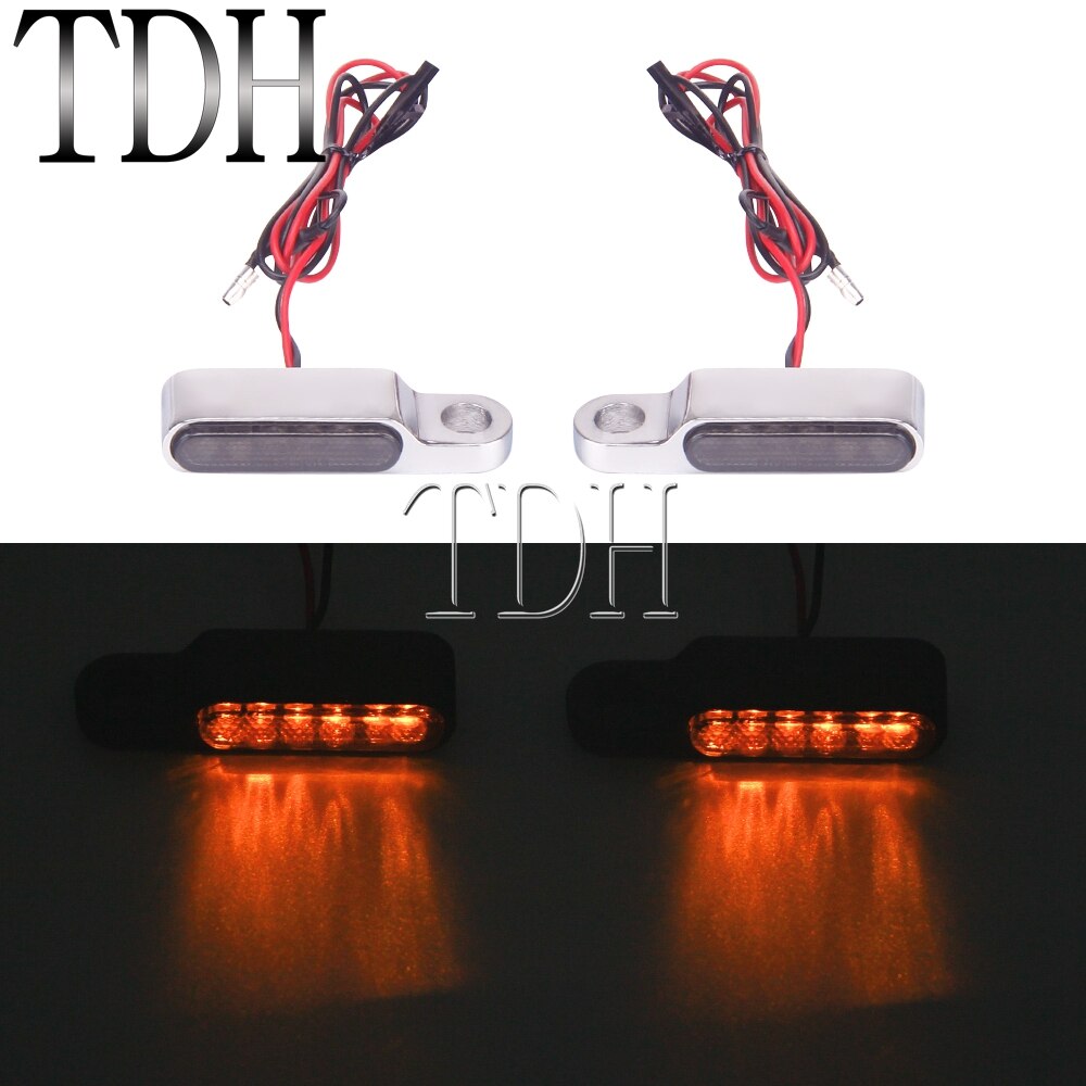 1 Pair Mini Cafe Racer Motorcycle LED Turn Signal Indicators Light Amber Blinker Running Lamp For Harley Sportster Dyna Softail: 6 LED Chrome