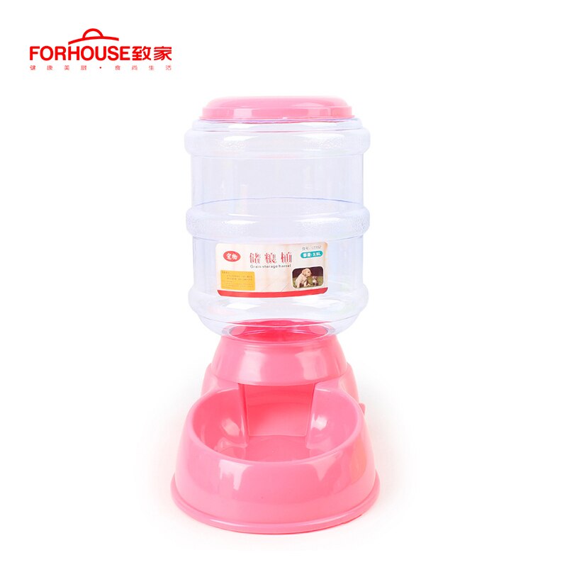 Comedero de perro automático para mascotas, tazón de viaje, alimentador de alimentación, fuente de beber para gatos y perros, dispensador de agua, tazón de comida para perros: pink food feeder