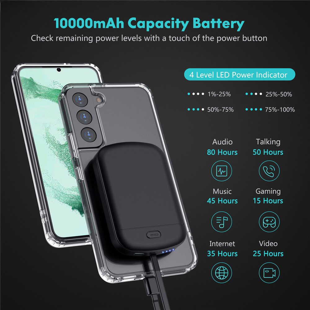 Custodia per caricabatterie magnetico da 10000mAh custodia per telefono antiurto Power Bank per Samsung Galaxy S23 S22 Ultra Plus Typec
