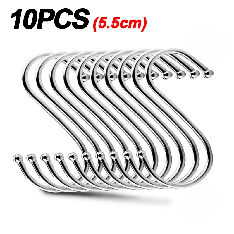 Ganchos en forma de S de acero inoxidable, colgador de Metal para colgar ropa, toallas, llaves, gancho grande reutilizable para cocina y baño, 10/2 Uds.: Bronce