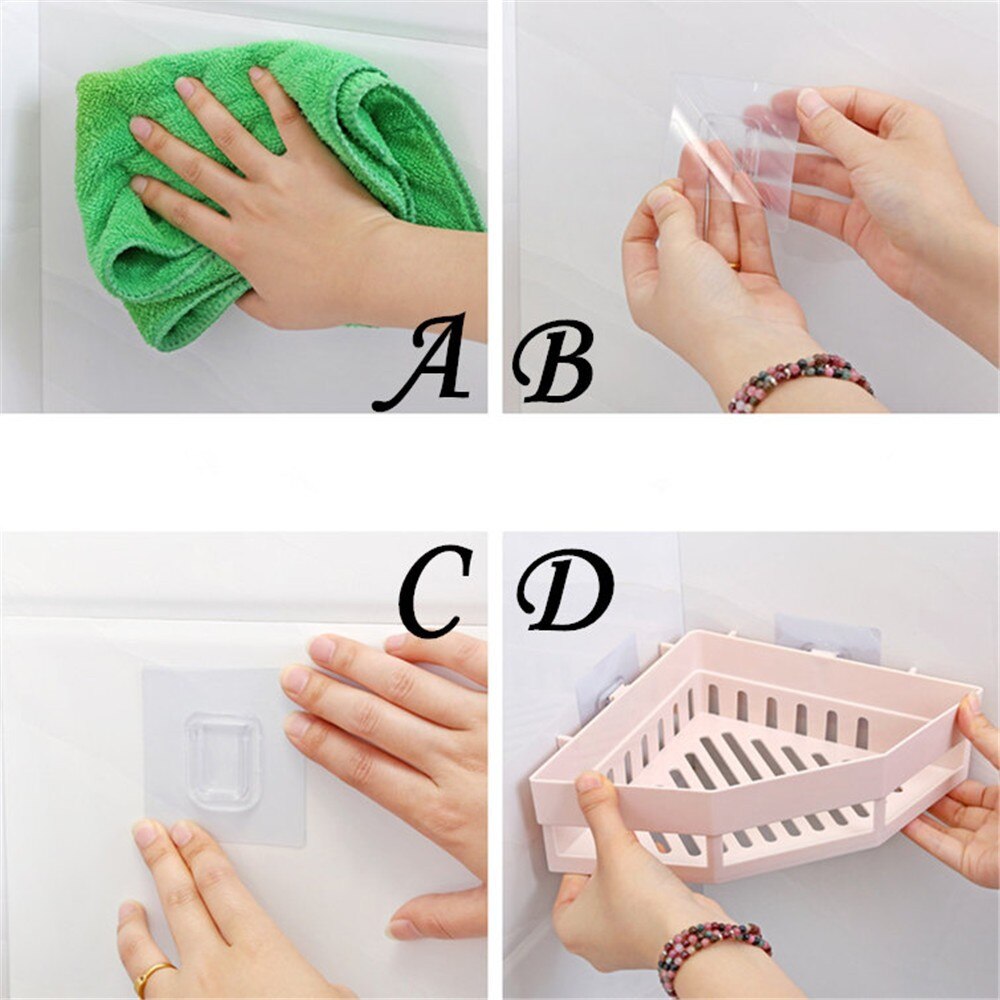 shower corner shelf Traceless Plastic Storage Rack For Bathroom Kitchen Punch-Free Firm Shower Shelf Organizer QE