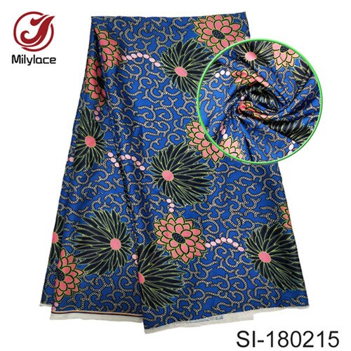 Tissu en soie nigérian de , wax numérique imprimé de couleur vive pour robe SI180207: color 15