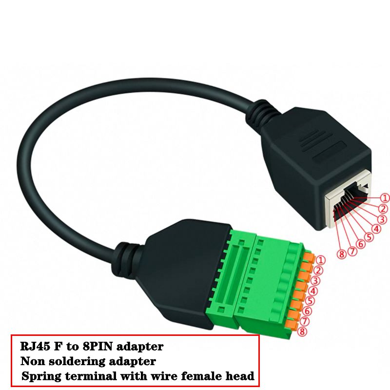 Bloque de terminales RJ45 a tornillo, conector 8P Ethernet Rj45 macho hembra a Cable adaptador de red de Terminal de tornillo de 8 pines para CCTV DVR: Menta