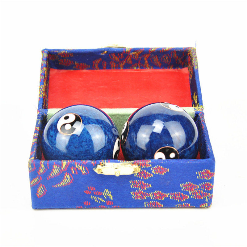 Bola de Baoding azul para ejercicio diario, Bola de Mano china para alivio del estrés, masajeador de terapia, bolas de Fitness para fuerza de mano de 47mm: Blue Taiji