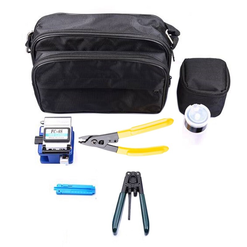 Fiber Optic Tool 7 in 1 FTTH Splice Fiber Optic Tool Kits Fibre Stripper + Fiber Cleaver and Tools Bag Kit