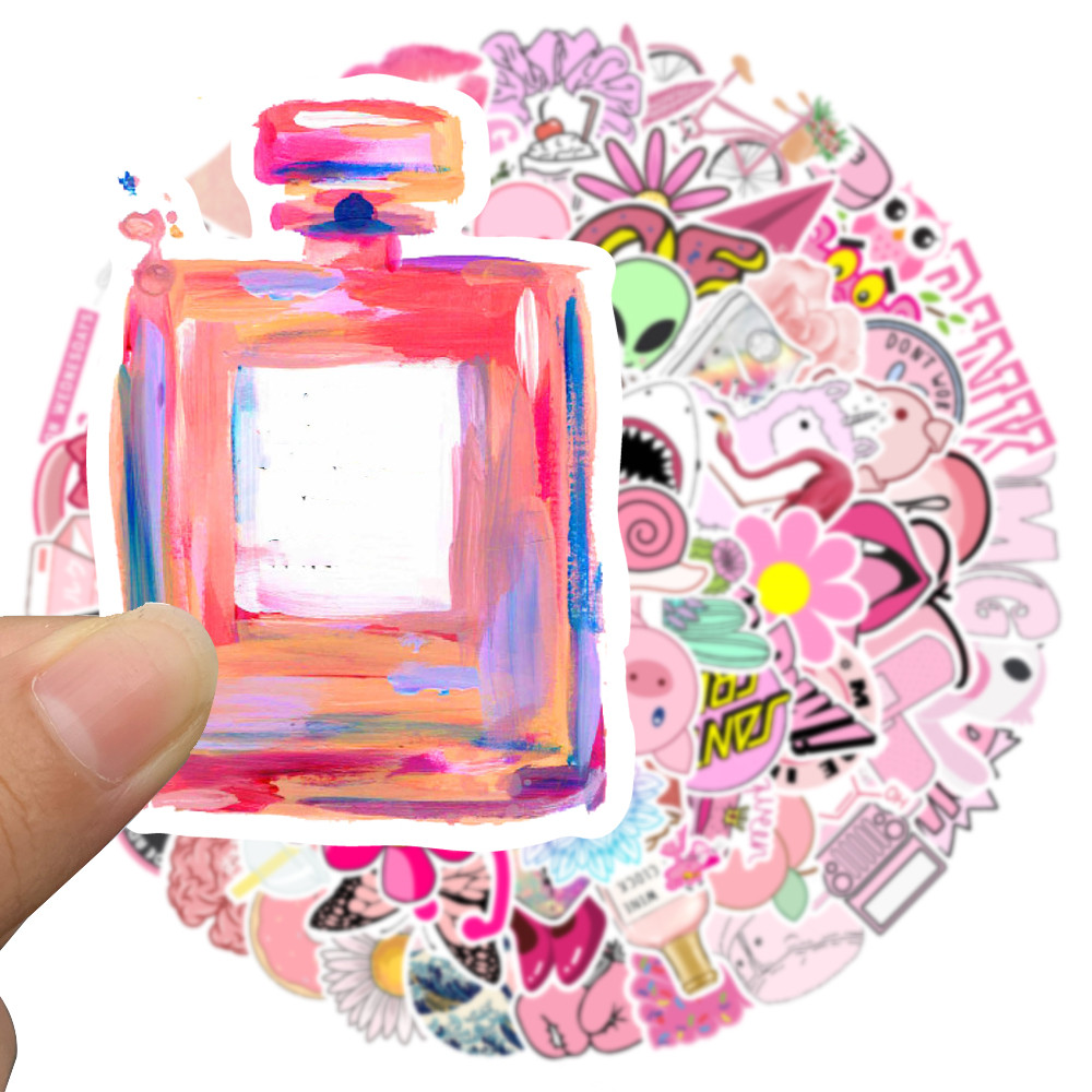 50/100 st söta tecknade rosa serier färska klistermärken för bagage gitarr telefon vattenflaska vinyl vattentät graffiti laptop dekal
