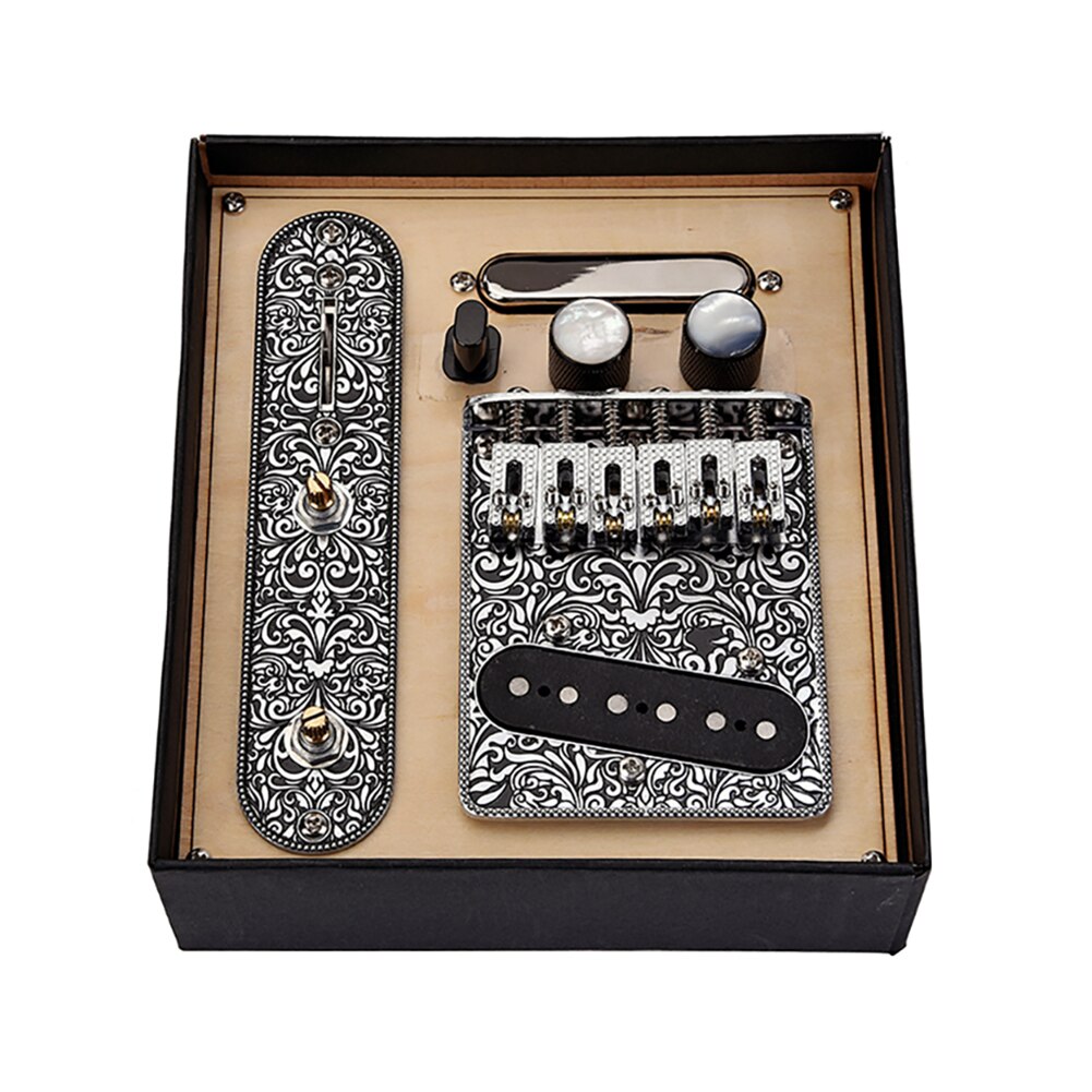 -6 Strings Saddle Bridge Plate 3 Way Switch Control Plate Neck Pickup Set For Fender TL Telecaster Electric Guitars Replace: Black
