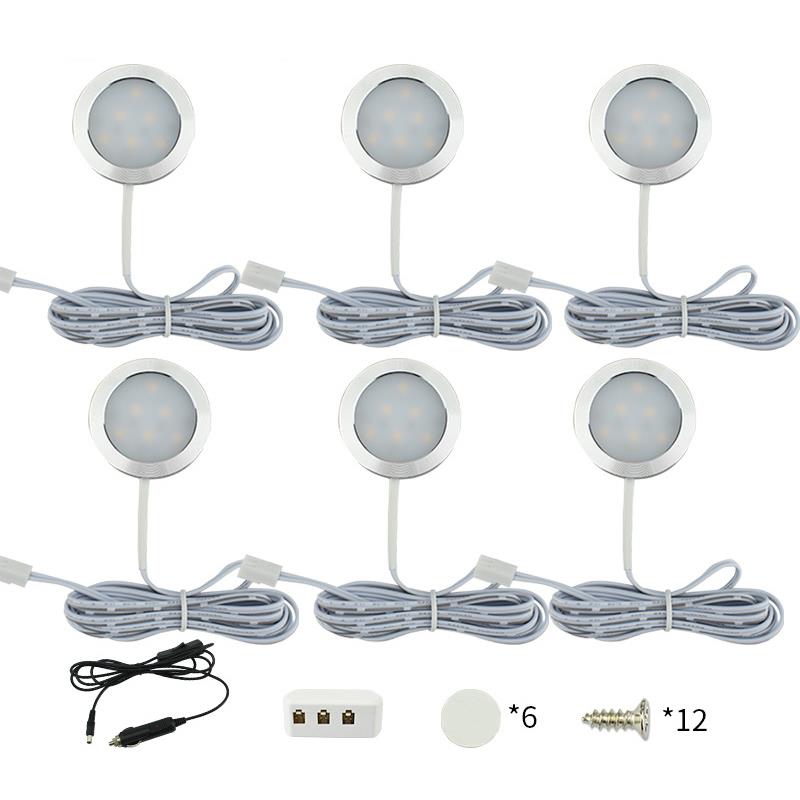 6 Pcs 12V 3W Interior LED Spot Light Energy-Saving With Car Charger Switch Set For Campers Van Caravan Motorhome: white