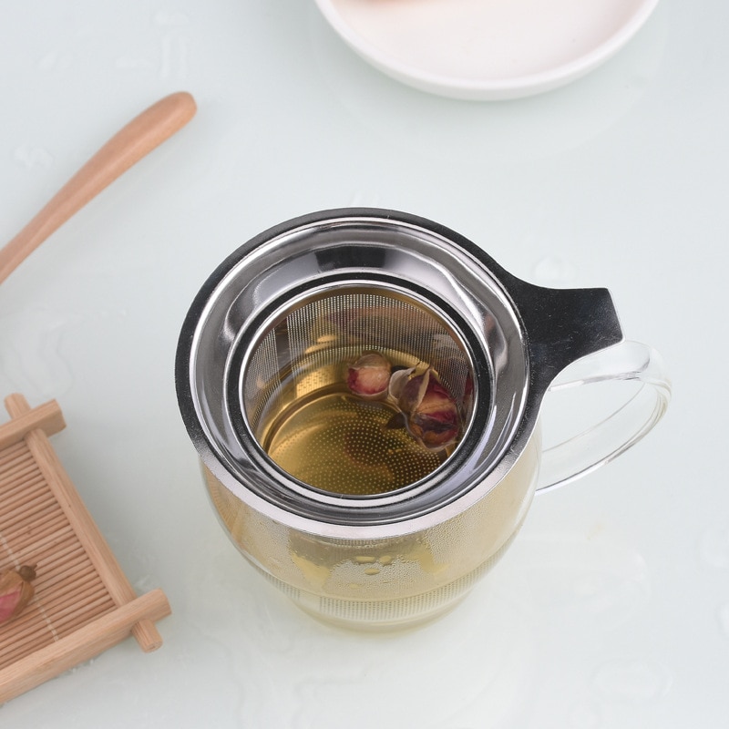 Køkkentilbehør te mesh metal infuser rustfrit stål kop te blad filter med låg filter te si genanvendelig