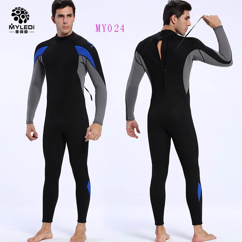 Men Diving Suit 3mm Neoprene Full Body Wetsuit Swimming Surfing Diving Snorkeling Suit Back Zip Jumpsuit Diving Suit: MY024 / S