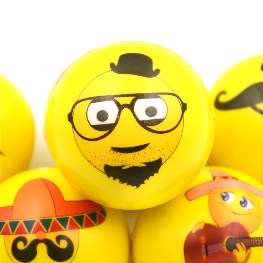 1PCS 6.3cm Face Print Sponge Foam Ball Hand Wrist Exercise PU Rubber Toy Balls Squeeze Stress Ball Relief Toy