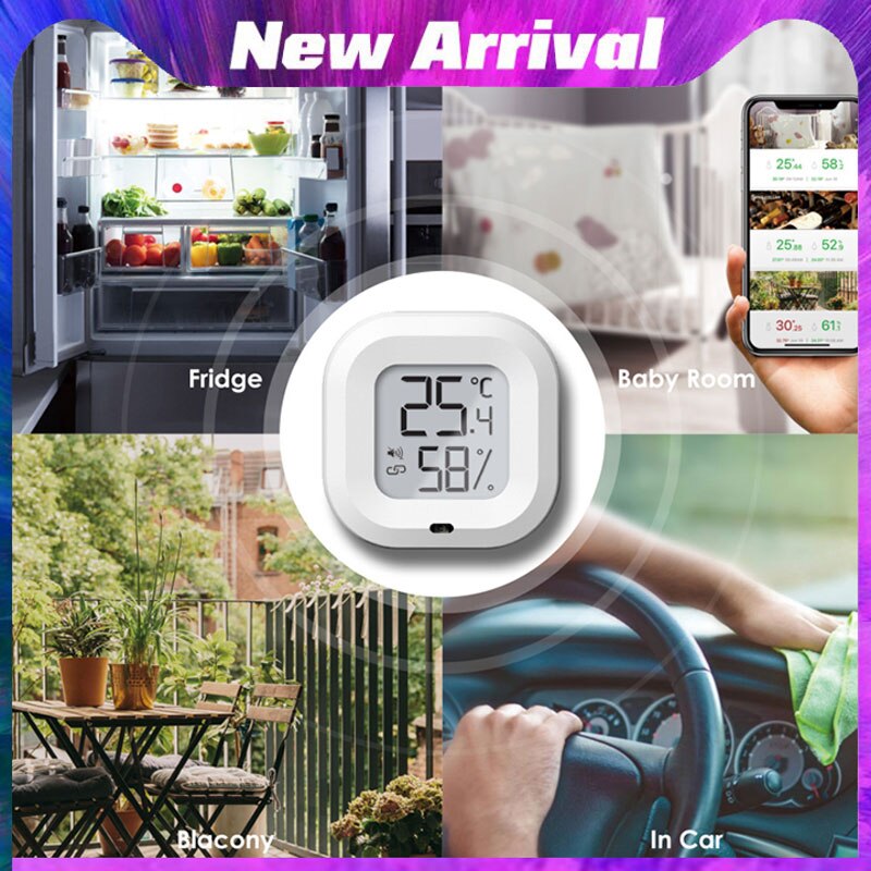 Wireless Smart Indoor Room LCD Temperature Humidity Meter Digital Thermometer Hygrometer Weather Station Alarm Clock Bluetooth