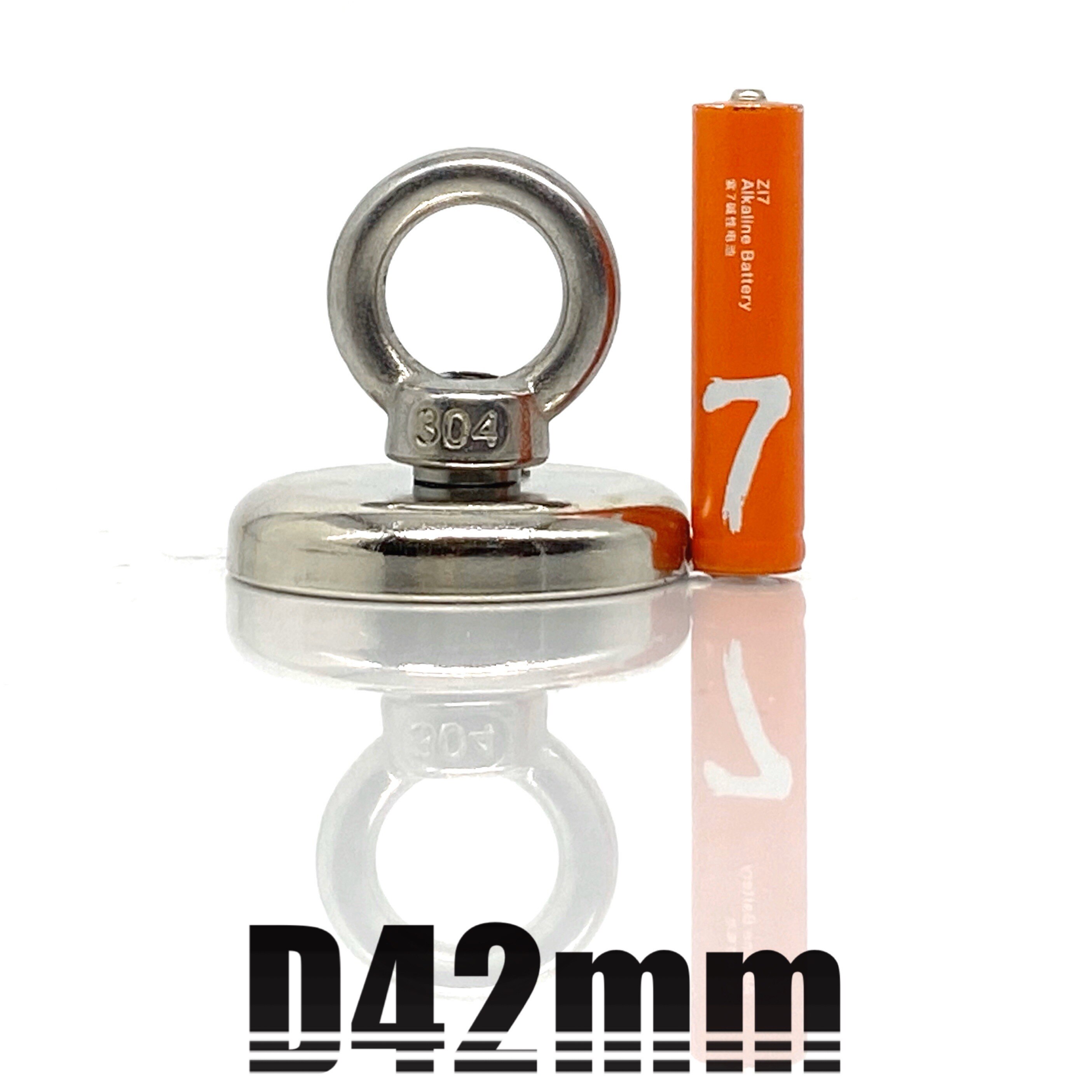 Super stærk neodym magnet bjærgningsmagnet dybhavsfiskemagneter holder trækker monteringspotte med ring øjebolt: D42( træk max 32kg)
