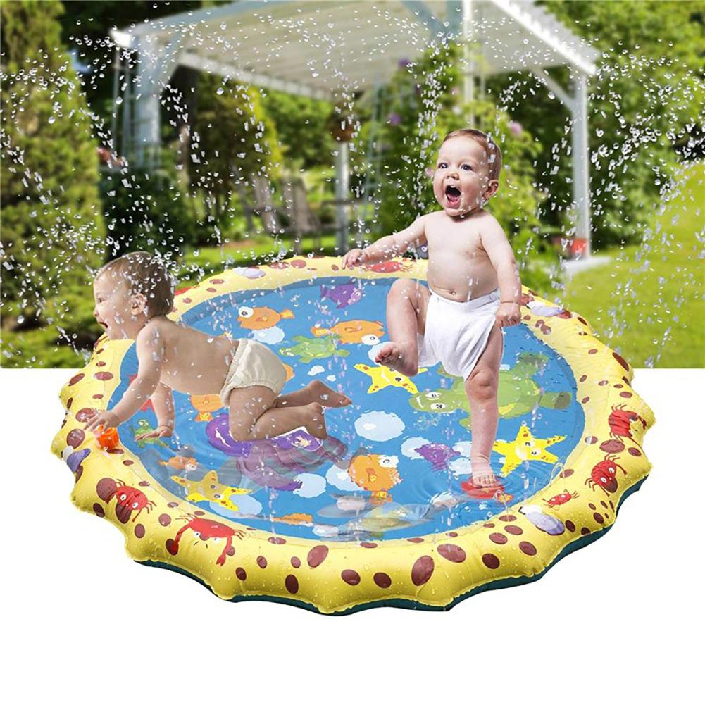 Kids Inflatable Water Spraying Pad Colorful Round Cartoon Animal Outdoor Summer Inflatable Water Spraying Pad Mat 100cm