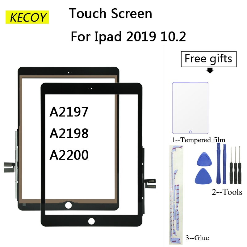 1pcs For Ipad 10.2 Touch Screen 7th Generation A2197 A2198 A2200 Digitizer Screen Replacement With Glue