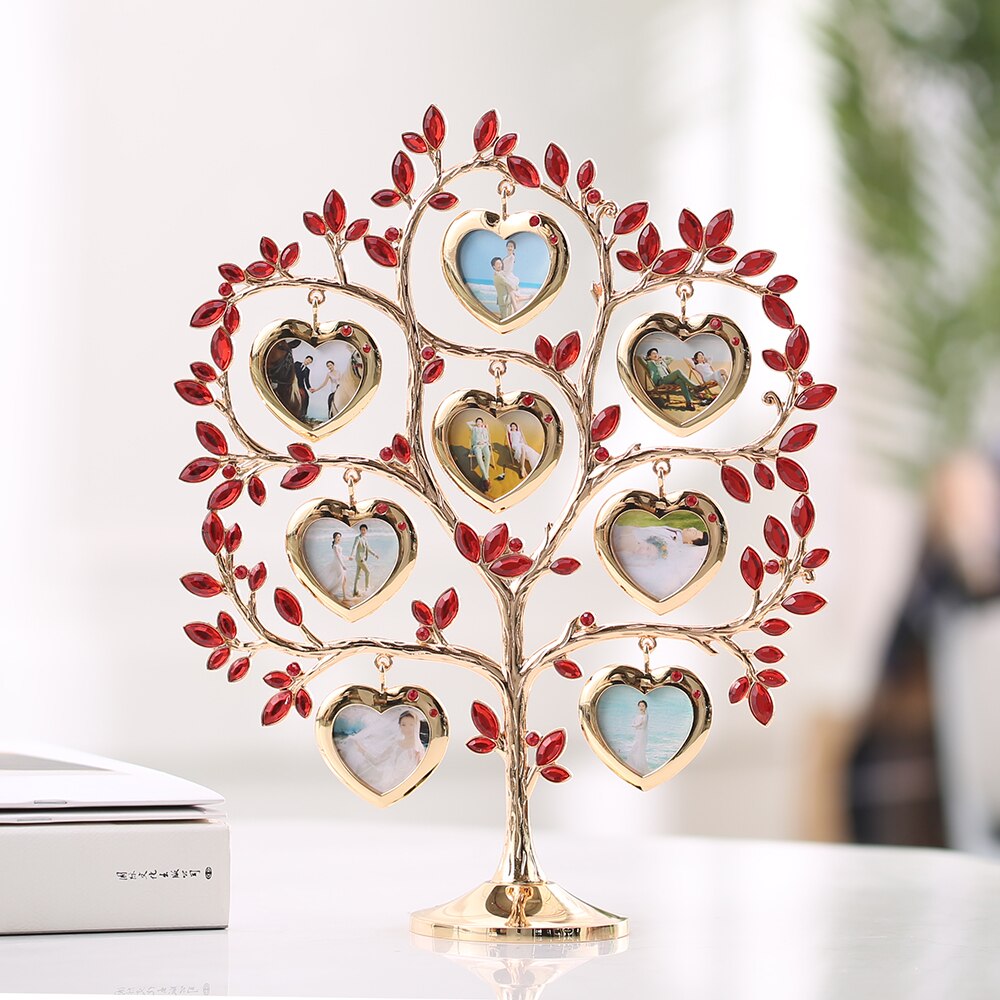 LASODY FAMILY TREE WITH 8 HANGING PICTURE FRAMES METAL TABLE TOP PHOTO FRAME DECORATION