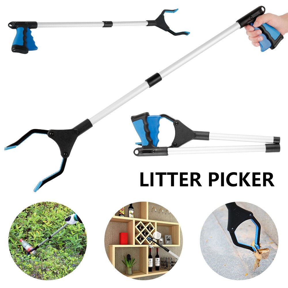 Foldable Trash Picker Extra Long Grabber Reacher Reaching Assist Tool Collapsible Trash Litter Pick Up Garden Picker