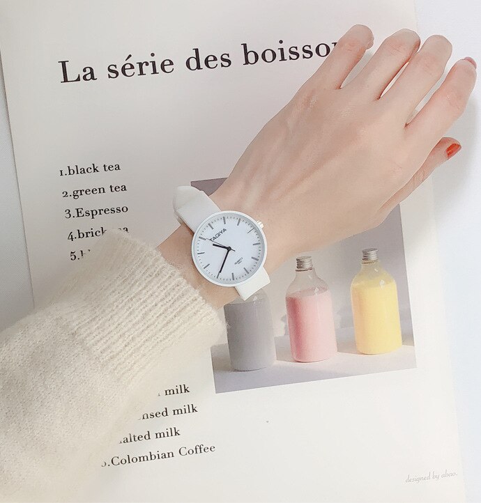Damklockor ins trend godis färg armbandsur koreansk silikon jelly klocka klocka för kvinnor