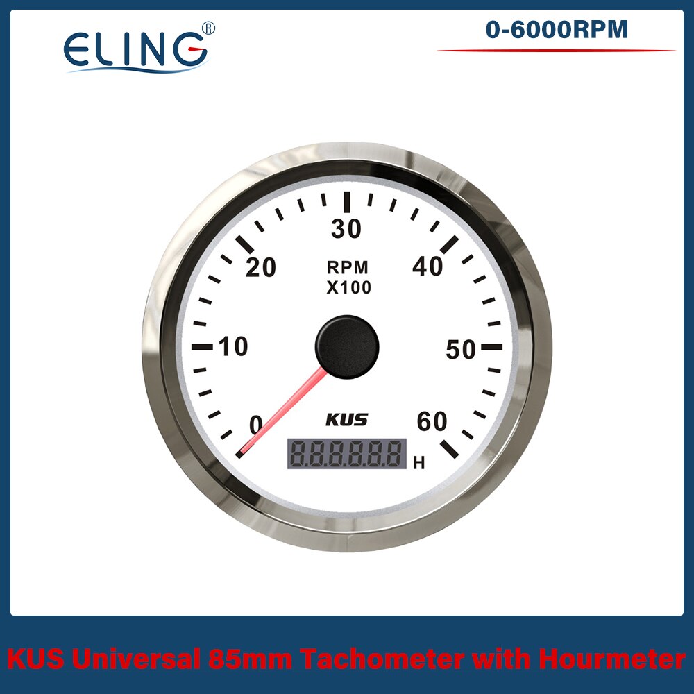 KUS 3000/4000/6000/8000 RPM Drehzahlmesser 85mm Umdrehung Zähler Auto Stiefel Tacho Messgerät mit Stunde Meter verrotten Gelb Hintergrundbeleuchtung Wasserdicht: 6KWS